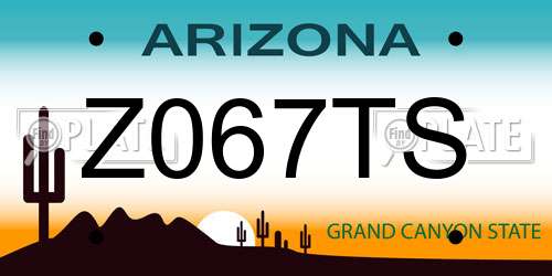 Z067TS Arizona License Plate