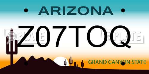 Z07TOQ Arizona License Plate