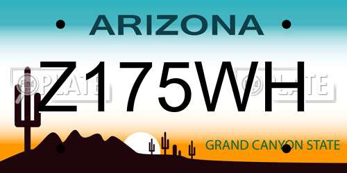 Z175WH Arizona License Plate