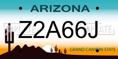 Z2A66J Arizona License Plate
