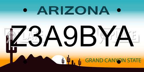Z3A9BYA Arizona License Plate