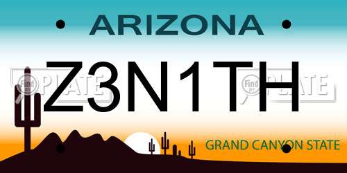 Z3N1TH Arizona License Plate