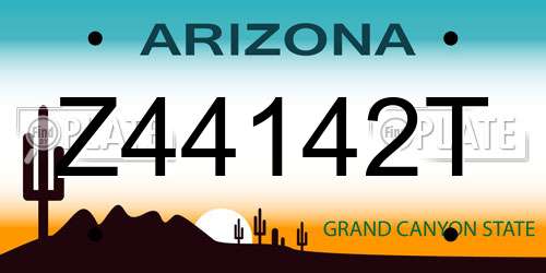 Z44142T Arizona License Plate