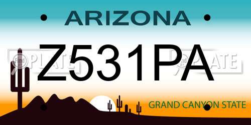Z531PA Arizona License Plate