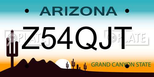 Z54QJT Arizona License Plate