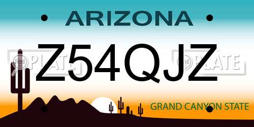 Z54QJZ Arizona License Plate