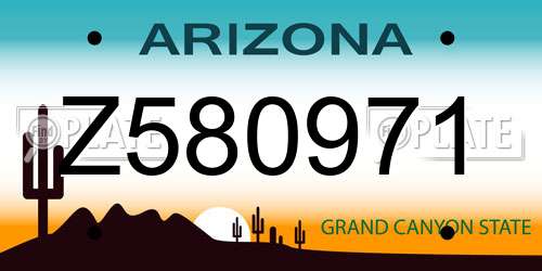 Z580971 Arizona License Plate