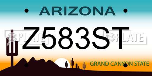 Z583ST Arizona License Plate