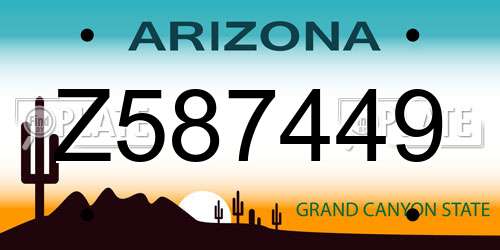 Z587449 Arizona License Plate