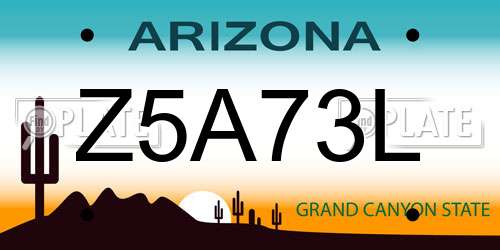 Z5A73L Arizona License Plate
