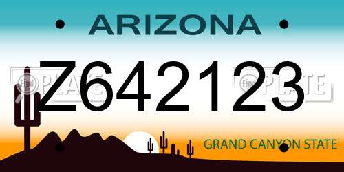 Z642123 Arizona License Plate