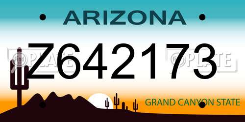 Z642173 Arizona License Plate