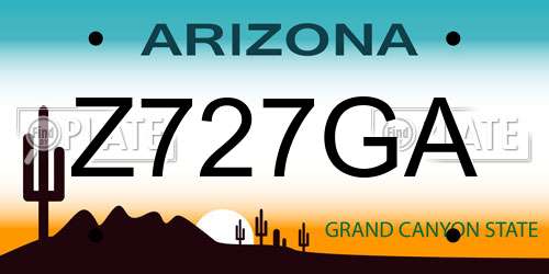 Z727GA Arizona License Plate