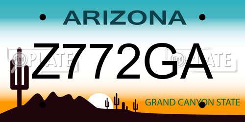 Z772GA Arizona License Plate