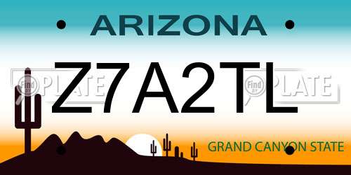 Z7A2TL Arizona License Plate