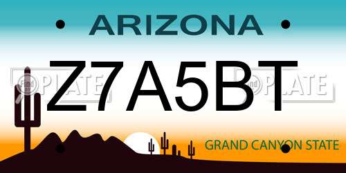 Z7A5BT Arizona License Plate