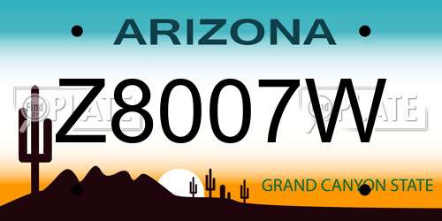 Z8007W Arizona License Plate
