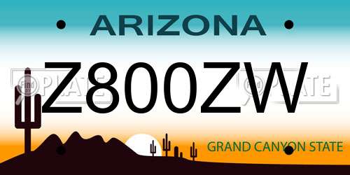 Z800ZW Arizona License Plate