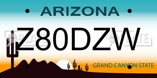 Z80DZW Arizona License Plate
