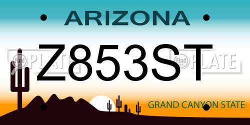 Z853ST Arizona License Plate
