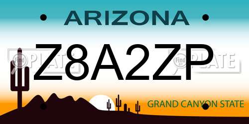 Z8A2ZP Arizona License Plate