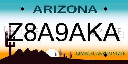 Z8A9AKA Arizona License Plate