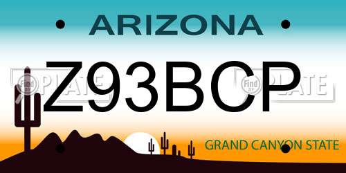 Z93BCP Arizona License Plate