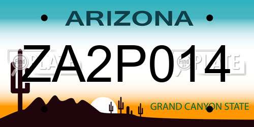 ZA2P014 Arizona License Plate