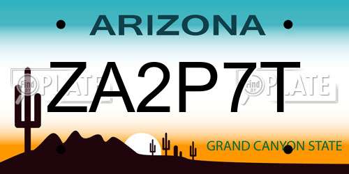 ZA2P7T Arizona License Plate