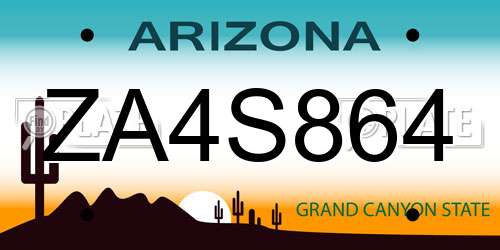 ZA4S864 Arizona License Plate