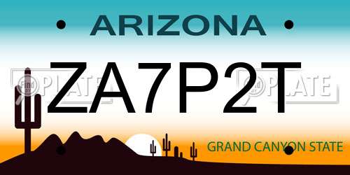 ZA7P2T Arizona License Plate