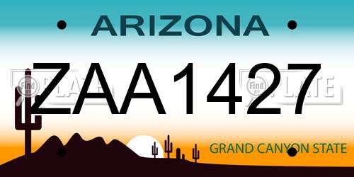ZAA1427 Arizona License Plate