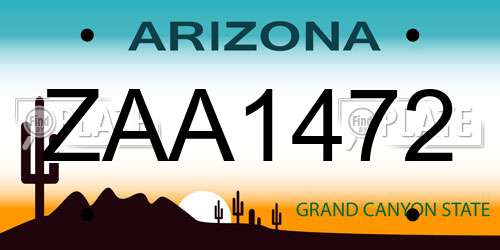 ZAA1472 Arizona License Plate