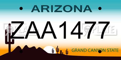 ZAA1477 Arizona License Plate