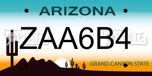 ZAA6B4 Arizona License Plate