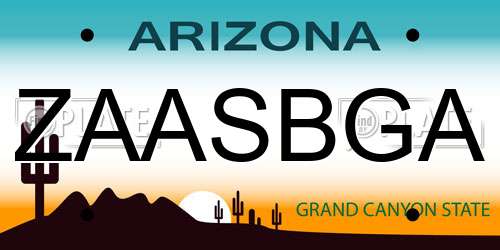 ZAASBGA Arizona License Plate