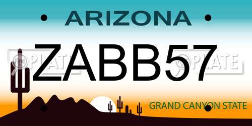 ZABB57 Arizona License Plate