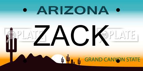 ZACK Arizona License Plate