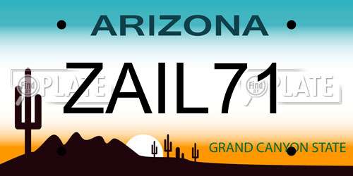 ZAIL71 Arizona License Plate