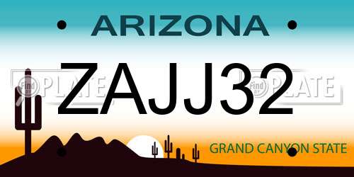 ZAJJ32 Arizona License Plate
