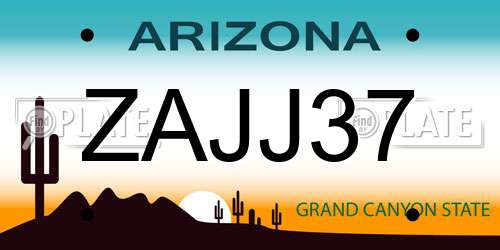 ZAJJ37 Arizona License Plate