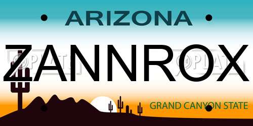 ZANNROX Arizona License Plate
