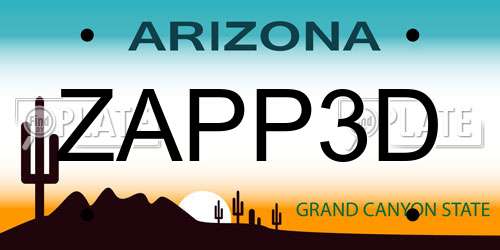 ZAPP3D Arizona License Plate