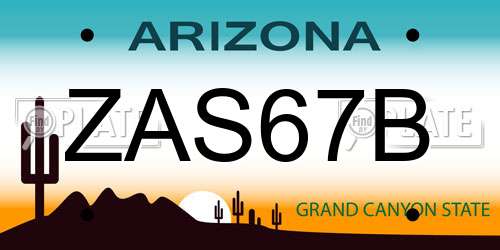 ZAS67B Arizona License Plate