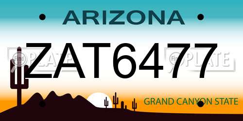 ZAT6477 Arizona License Plate