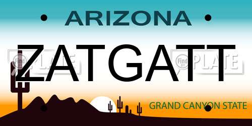 ZATGATT Arizona License Plate