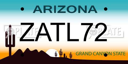 ZATL72 Arizona License Plate