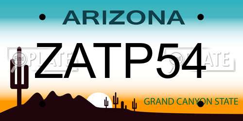 ZATP54 Arizona License Plate