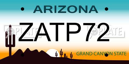 ZATP72 Arizona License Plate