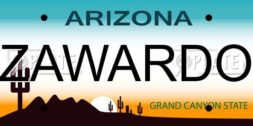 ZAWARDO Arizona License Plate